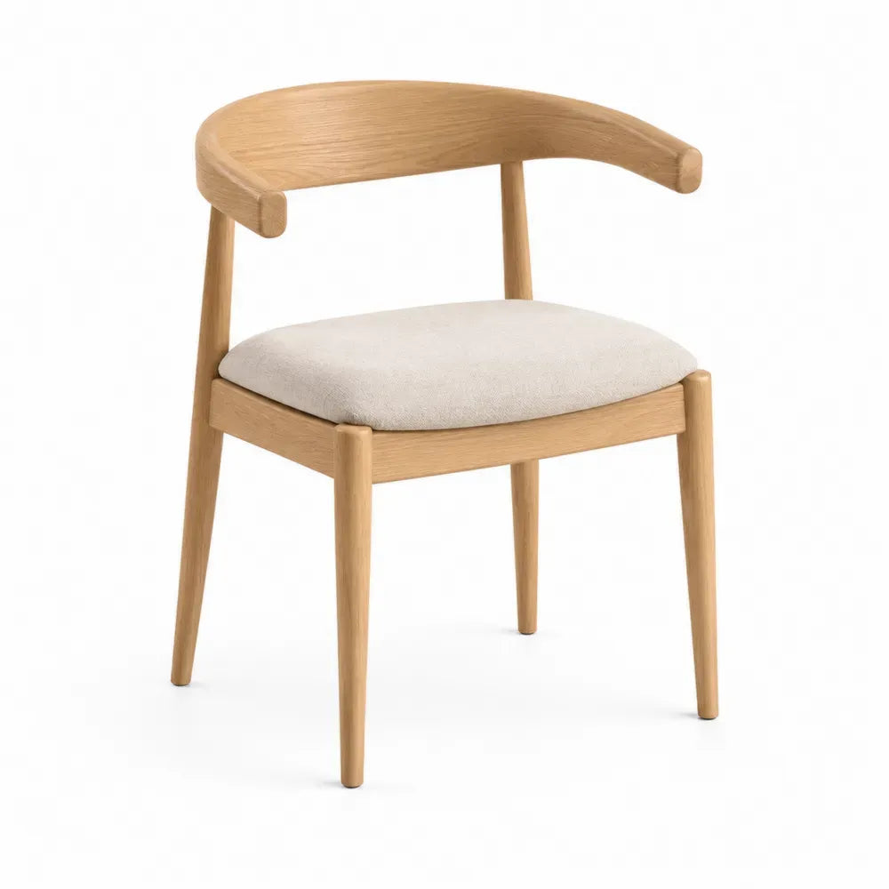 Esszimmerstuhl Küchenstuhl mit Polstersitz Kautschukholz Polyester Leinen Mischgewebe gerundet Natur Beige 57 x 56 x 75 cm