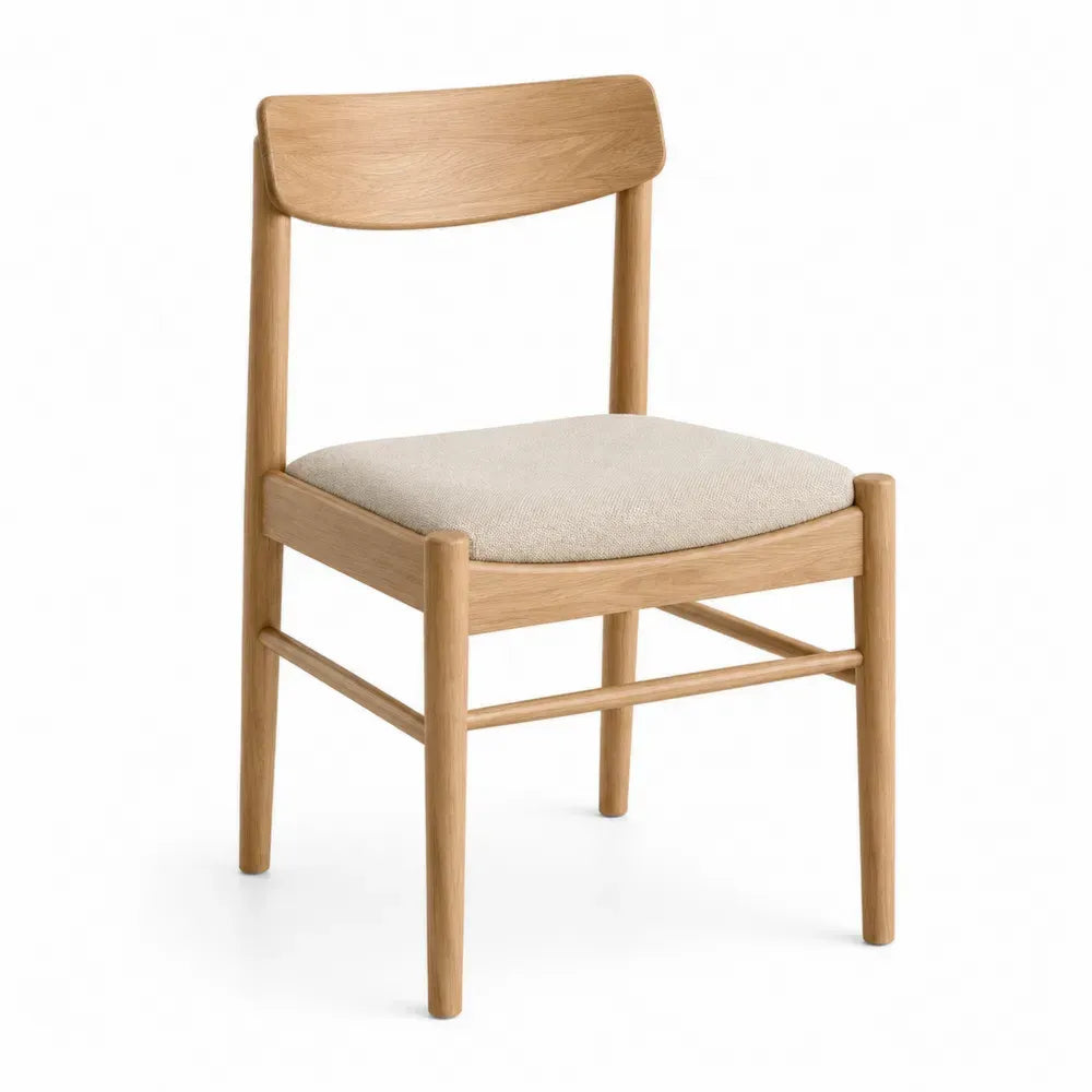 Esszimmerstuhl Küchenstuhl mit Polstersitz Kautschukholz massiv Polyester Leinen Mischgewebe rechteckig Natur Beige 48 x 53 x 82 cm