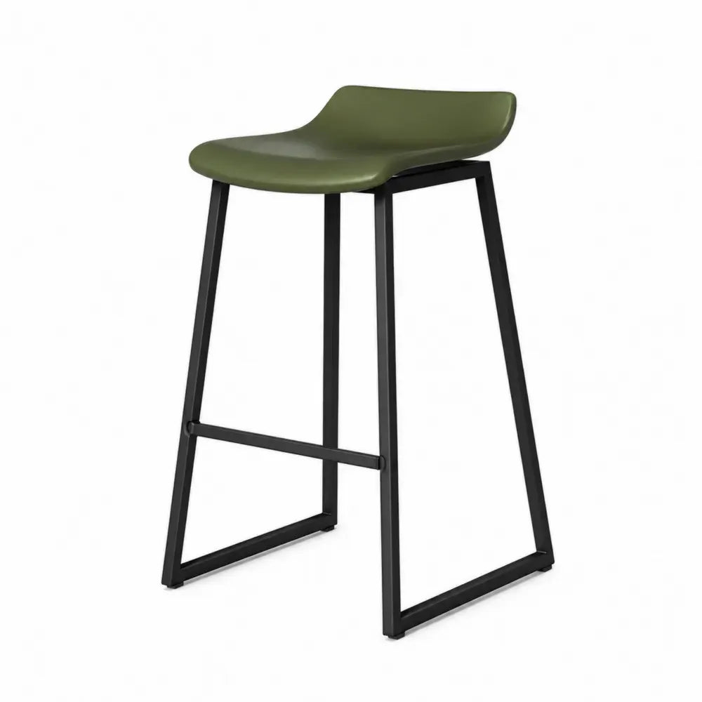 Barstuhl Tresenhocker mit Schalensitz 45 x 48 x 84 cm PU Kunstleder pulverbeschichteter Stahl Olivgrün Schwarz