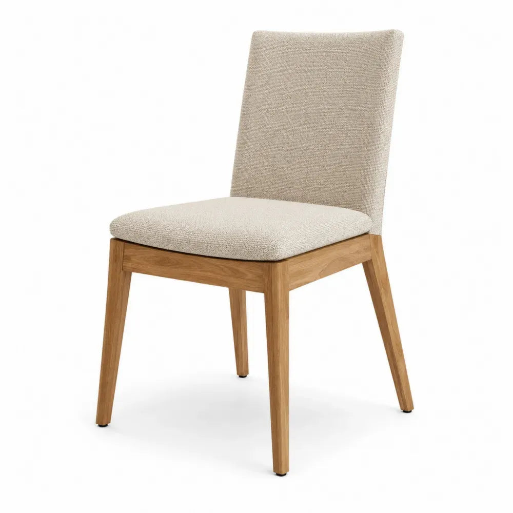 Esszimmerstuhl Polsterstuhl 48 x 58 x 90 cm Polyestergewebe Kautschukholz rechteckig Beige Naturbraun