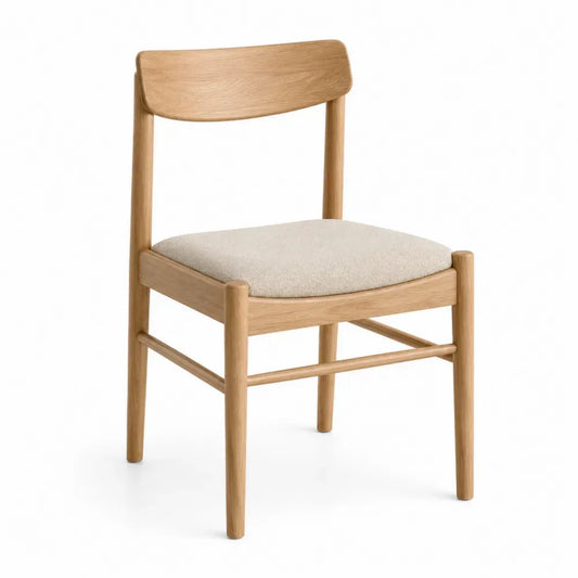 Esszimmerstuhl Küchenstuhl mit Polstersitz Kautschukholz massiv Polyester Leinen Mischgewebe rechteckig Natur Beige 48 x 53 x 82 cm