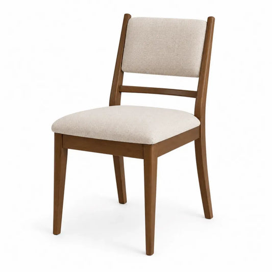 Esszimmerstuhl Polsterstuhl Polyestergewebe Kautschukholz rechteckig Beige Braun 48 x 56 x 86 cm